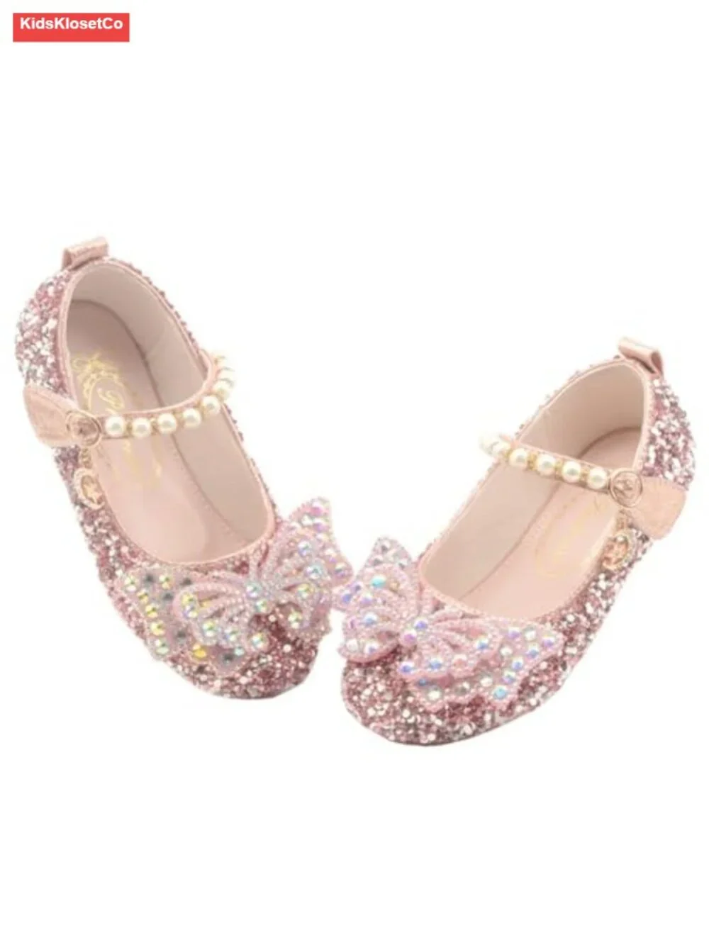 Girls Sparkle Princess Mary Jane Ballet Flats Hook Loop Dress Shoes